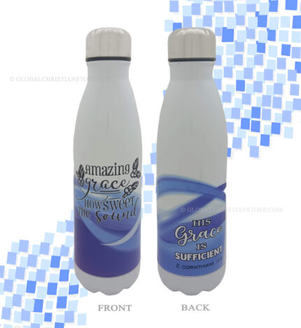 Amazing Grace How sweet the sound and His Grace is sufficient Bible verse coke flask