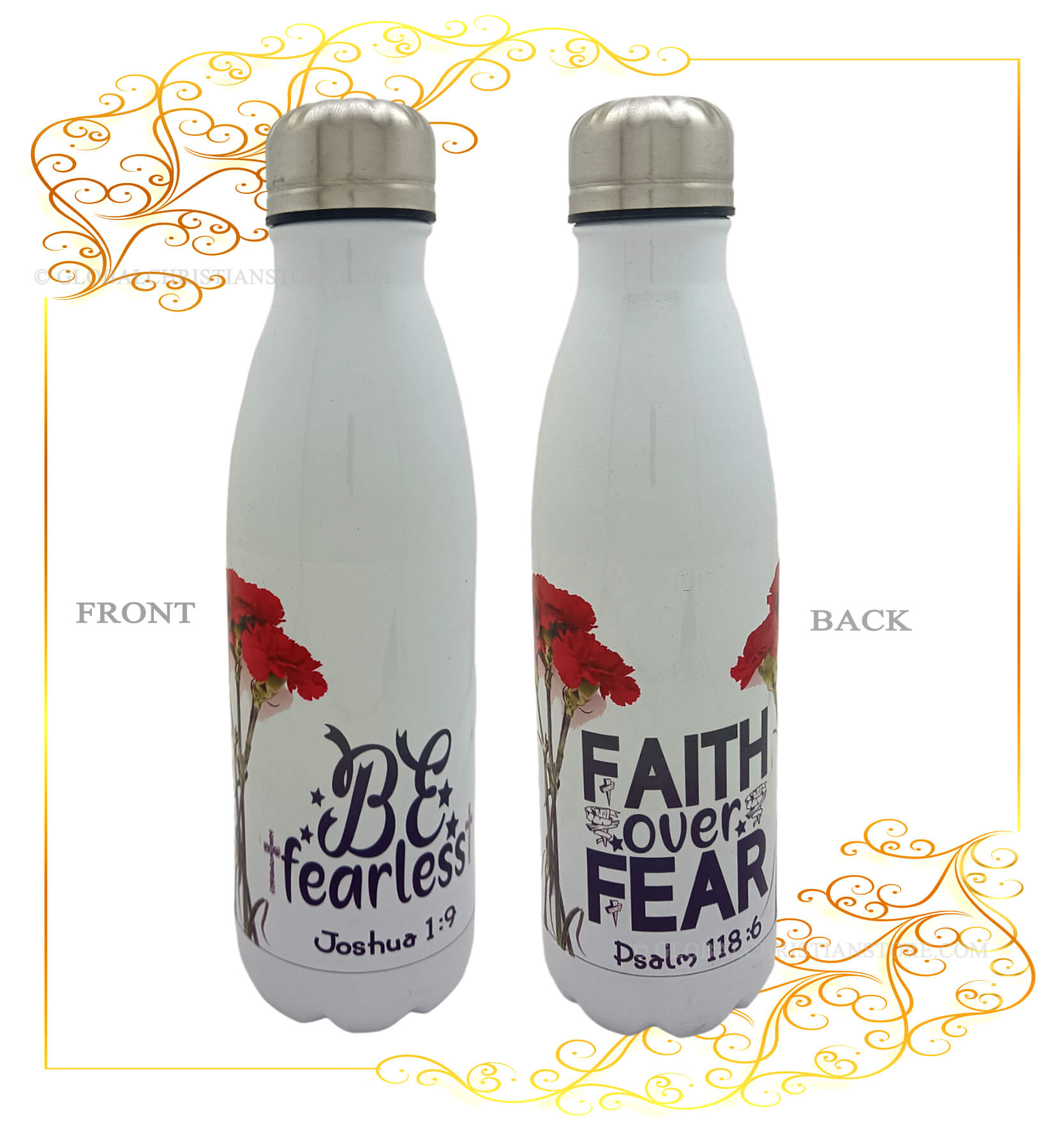 Be Fearless and Faith over fear Bible verse coke flask