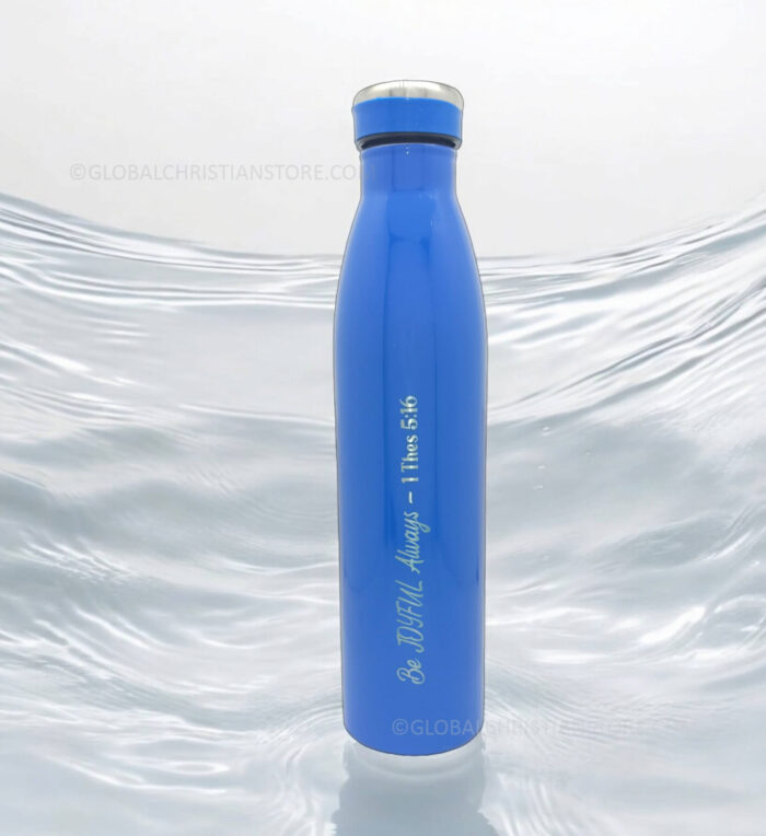 Be the Light and Be Joyful Always Christian Blue Color Fridge Bottle - Image 3
