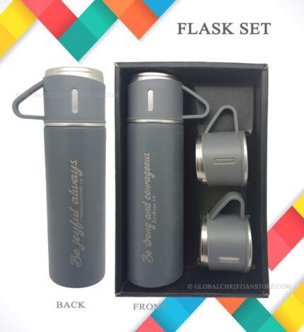 Be Joyful Always and Be Strong and courageous Bible verse flask set