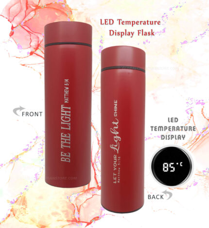 Be the Light Matthew 5 verse 14 and Let your Light Shine Bible verse printed LED temperature Flask