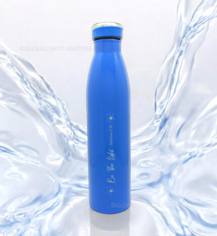 Be the Light and Be Joyful Always Christian Blue Color Fridge Bottle