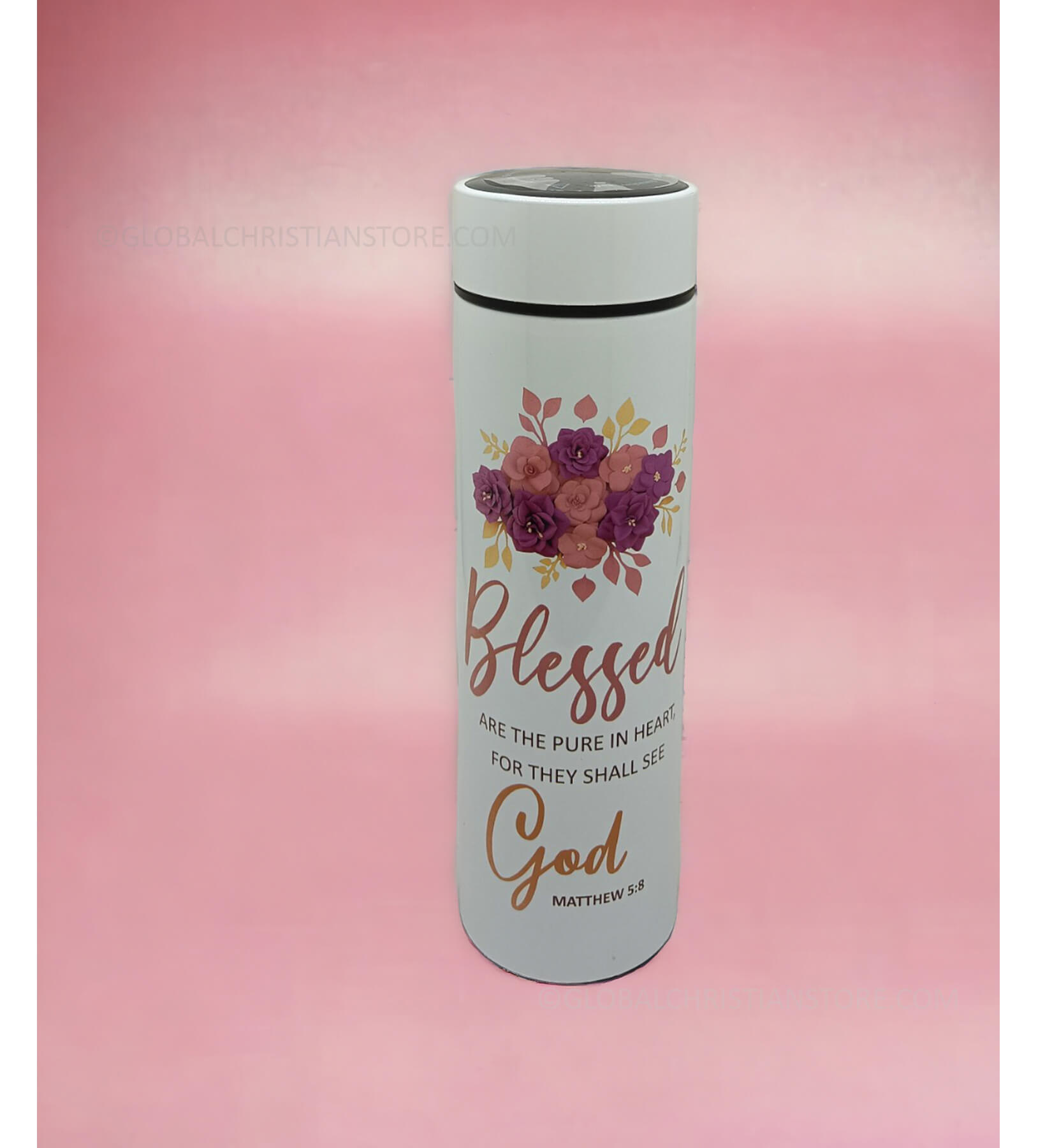 Blessed are the pure in Heart for they shall see God and Surely Goodness and Mercy shall follow me Bible verse LED Flask Blessed are the pure in Heart for they shall see God and Surely Goodness and Mercy shall follow me Bible verse LED Flask