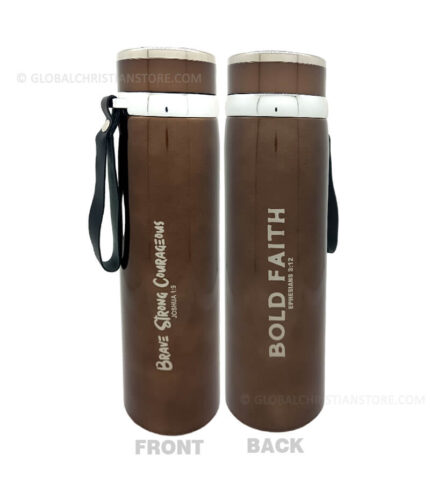 Bold Faith and Brave Strong Courageous Bible Verse Flask