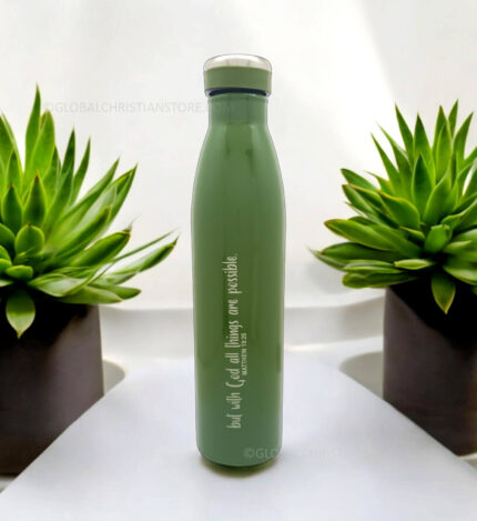 But with God all things are possible and He Restores my soul Christian Fridge Bottle 1000ml