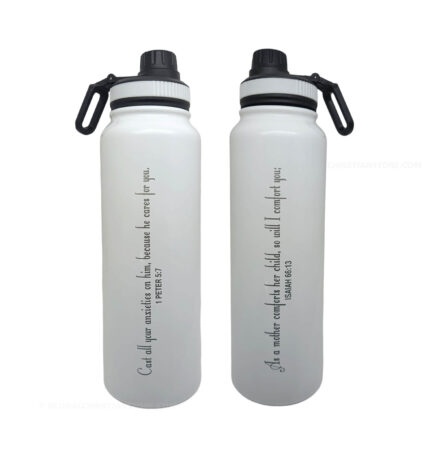 Cast all your anxieties on Him and He will comfort you Bible verse printed 1 Liter Flask
