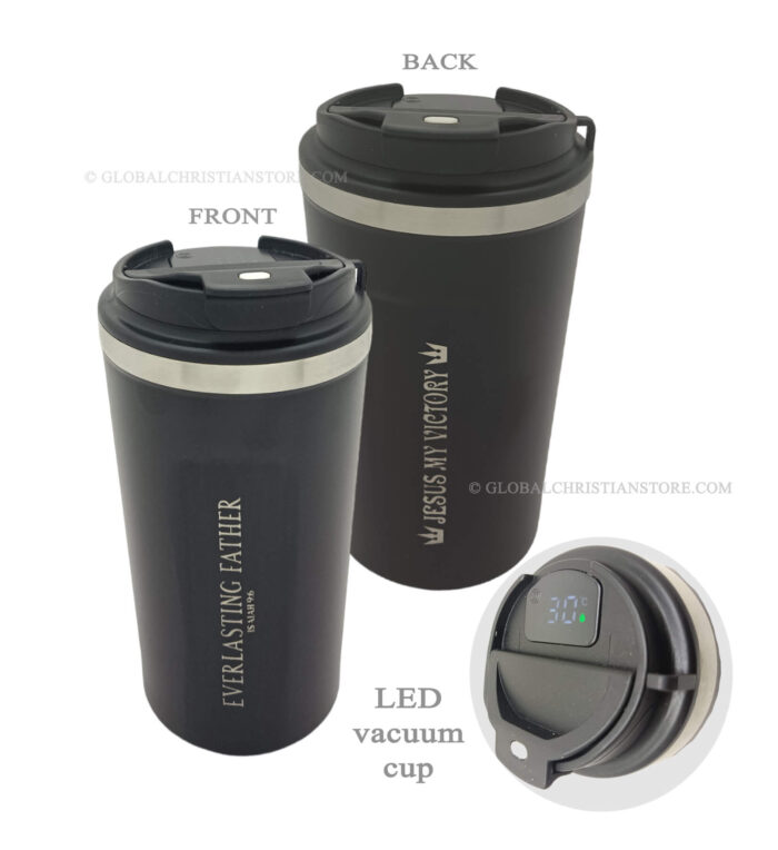 Everlasting Father and Jesus my Victory Bible verse LED travel Vacuum cup - Image 2