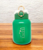 But First Pray and Faith can move Mountains Bible verse printed Gold ring Flask - Image 2