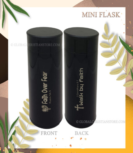Faith over Fear and Walk by Faith mini flask with Bible verse