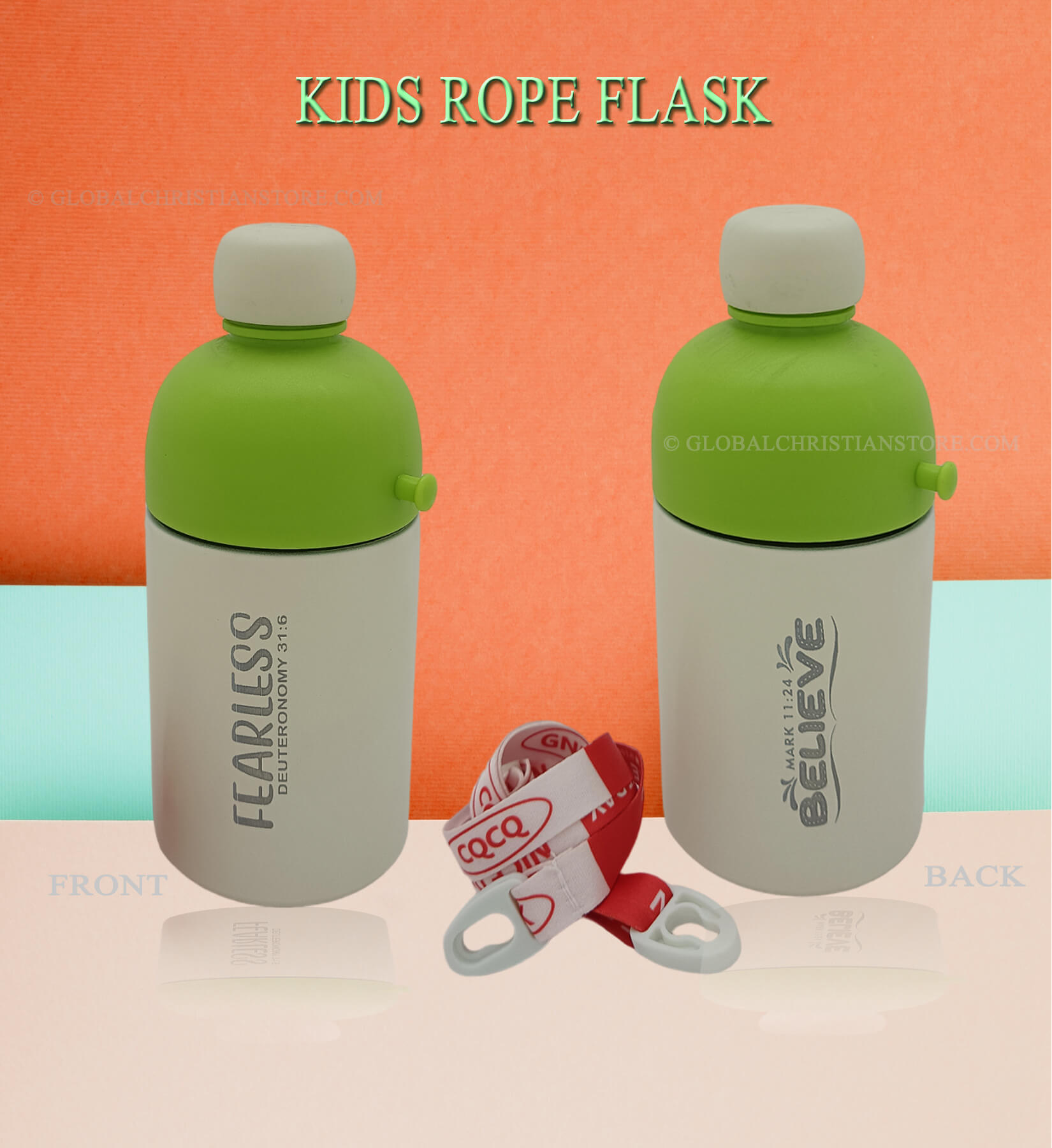 Fearless Deuteronomy 3 10 and Believe from Mark Gospel Christian Kids Rope Flask Fearless Deuteronomy 3 10 and Believe from Mark Gospel Christian Kids Rope Flask