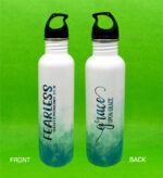 Fearless Deuteronomy 31 verse 6 and Grace upon Grace Christian Steel Bottle