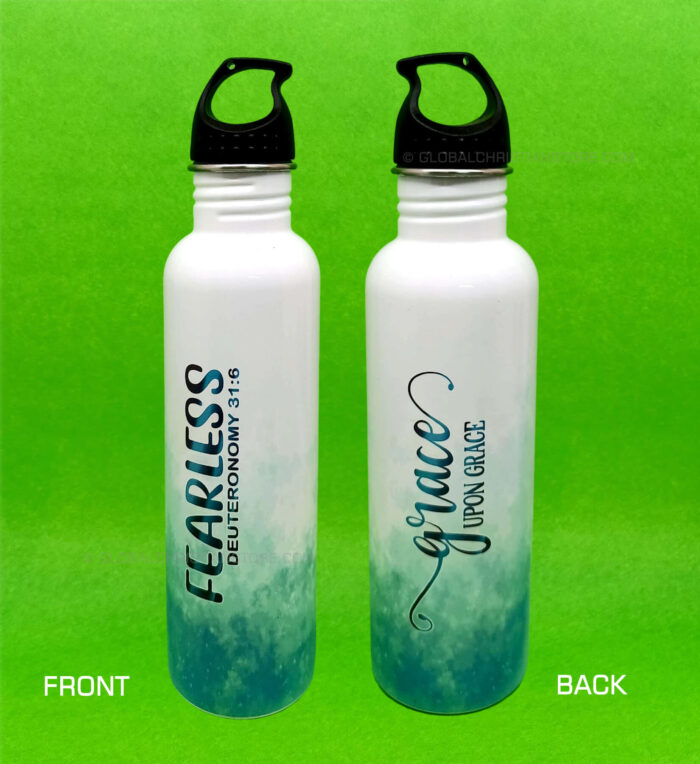Fearless Deuteronomy 31 verse 6 and Grace upon Grace Christian Steel Bottle Fearless Deuteronomy 31 verse 6 and Grace upon Grace Christian Steel Bottle