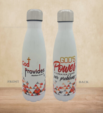 God Provides Matthew 6 verses 26 to 34 and Gods power is greater than our problems Bible verse coke flask