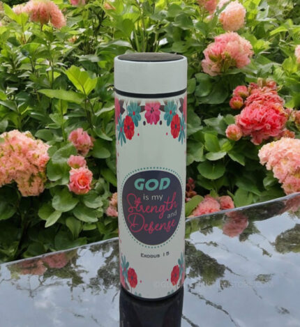 God is my Strength and Defense and The Lord is our Strong tower Christian LED Flask