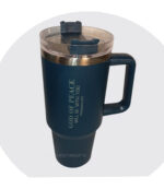 King of Kings 1 timothy 6 verse 15 and God of Peace will be with you Christian 1200 ml Car Travel Mug Blue Color - Image 2