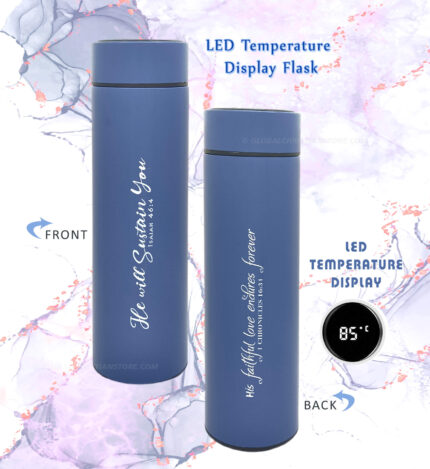 He will Sustain you and His faithful Love endures forever Christian temperature display LED flask