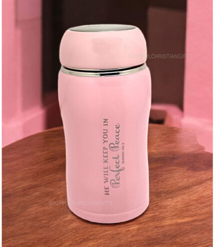 He will keep you in Perfect Peace Isaiah 26 verse 3 and Speak Life over Everything Christian Kids Pot Flask