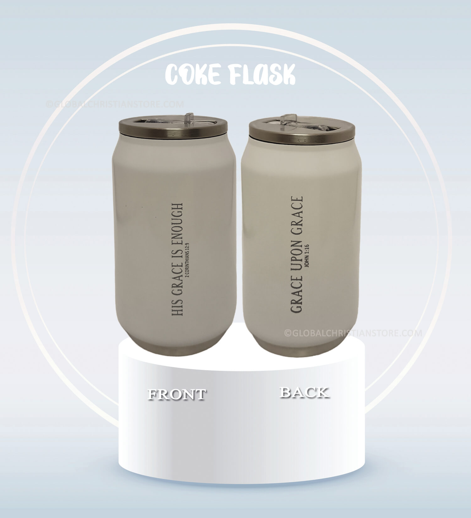 His Grace is Enough and Grace upon Grace Bible verse coke flask