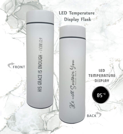 His Grace is sufficient 1 Cor 12 verse 9 and He will sustain you Christian LED temperature Flask