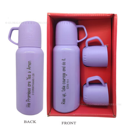 His Promises are Yes and Amen and Rise up take courage and do it Ezra 10 4 Bible verse flask gift set