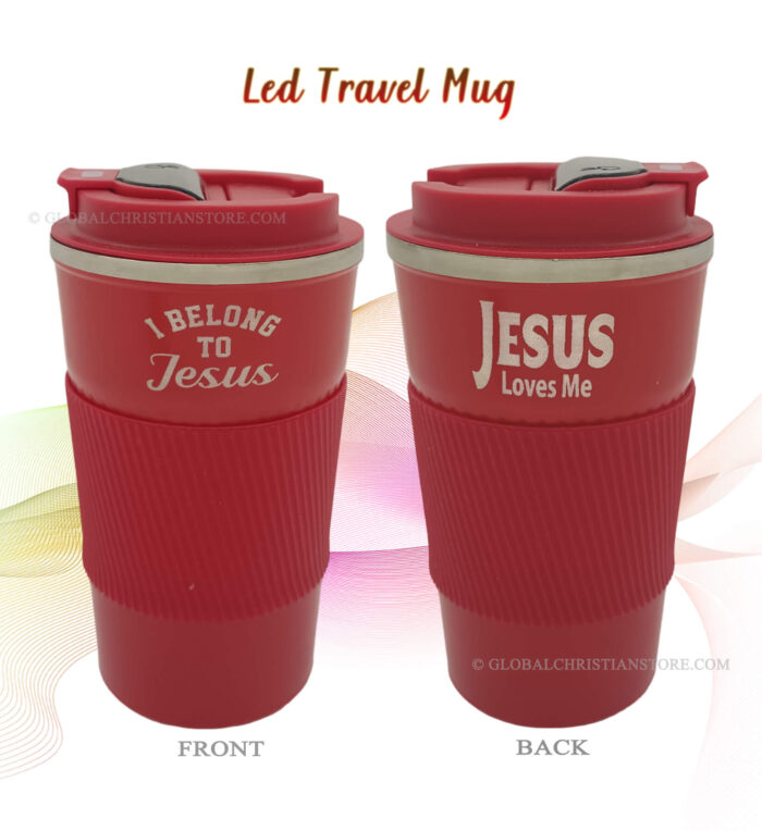 I Belong to Jesus and Jesus Loves me LED travel Mug - Image 2
