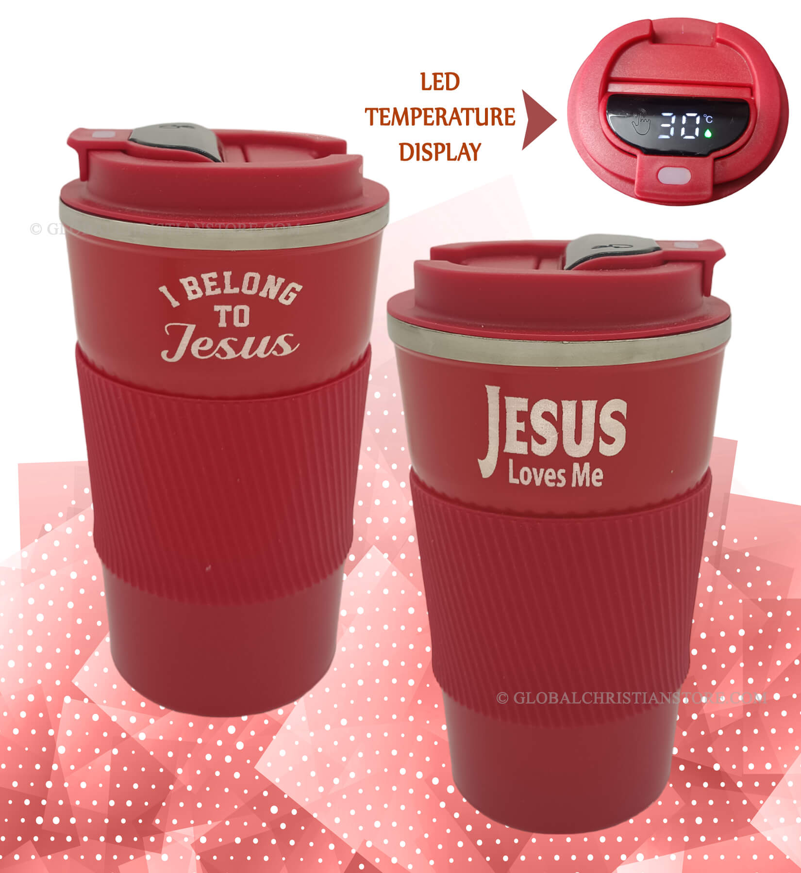 I Belong to Jesus and Jesus Loves me LED travel Mug