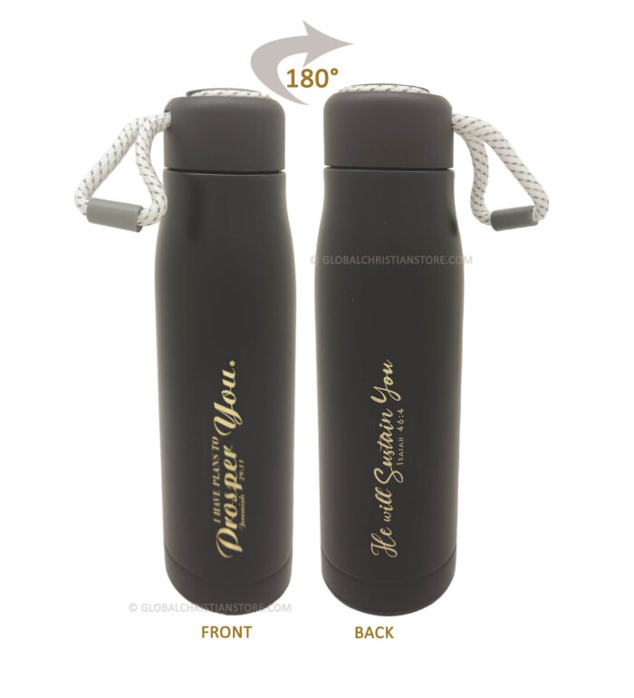 I have plans to prosper you and He will sustain you Christian Rope Flask