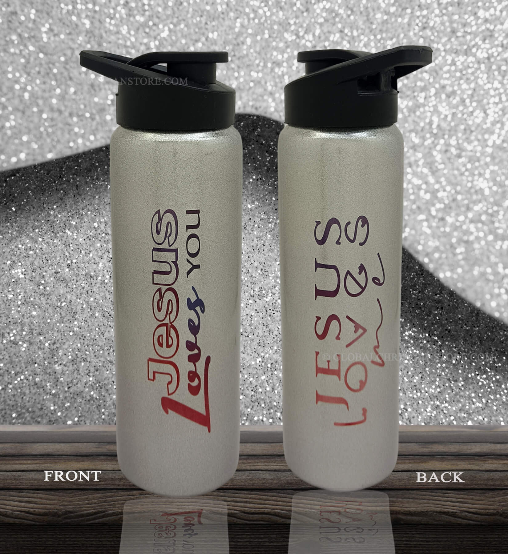 Jesus Loves you and Jesus Loves me Christian Sports Bottle