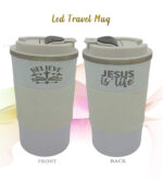 Jesus is Life and Believe Bible verse LED travel Mug