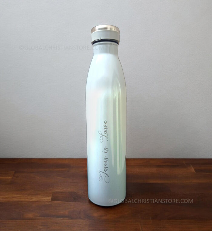 Great is thy Faithfulness and Jesus is Love Christian Fridge Bottle Grey Color 1000ml - Image 2