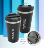 Jesus my Victory and Follow Jesus Bible verse LED travel Vacuum mug