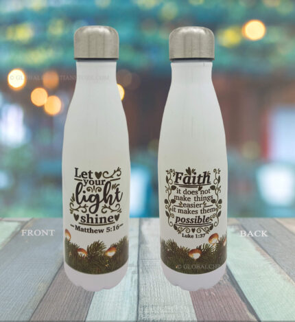 Led your Light Shine Matthew 5 16 and Faith it does not make things easier it makes them possible Bible verse flask