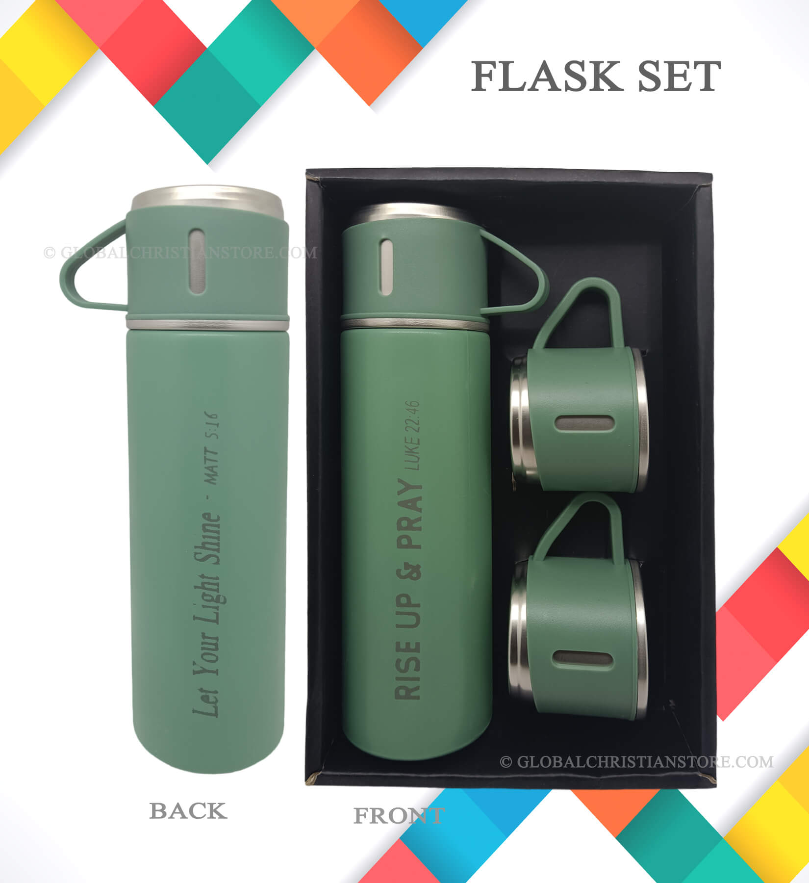 Let your light shine and Rise up and Pray Christian gift set flask Let your light shine and Rise up and Pray Christian gift set flask