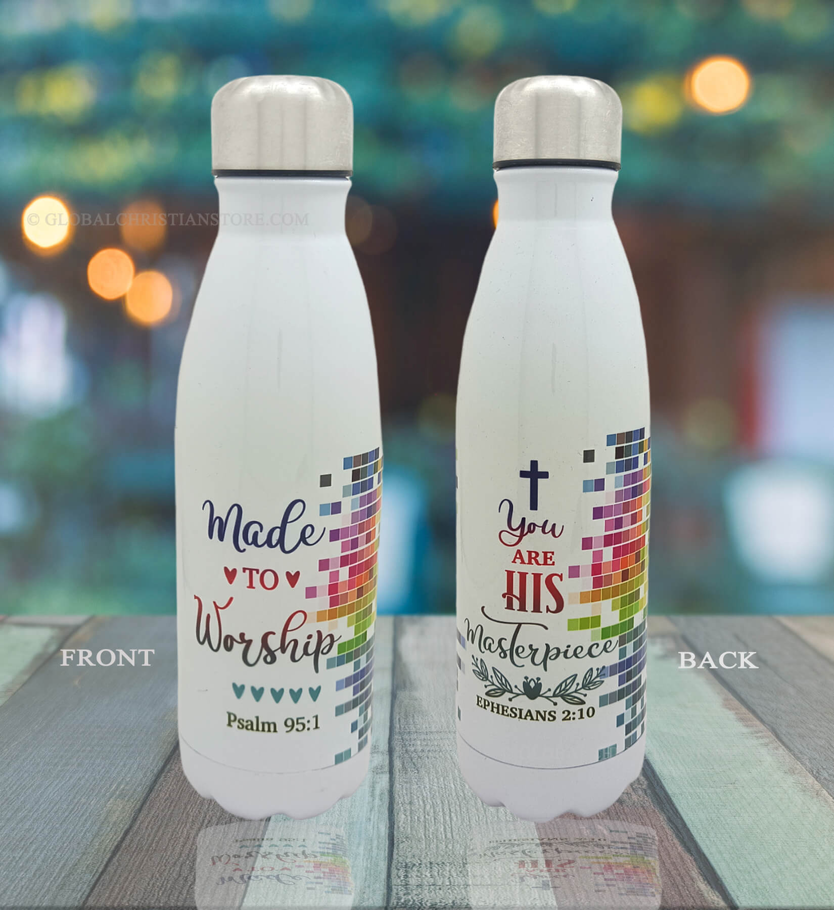 Made to worship Psalm 95 verse 1 and You are His Masterpiece Bible verse coke flask Made to worship Psalm 95 verse 1 and You are His Masterpiece Bible verse coke flask