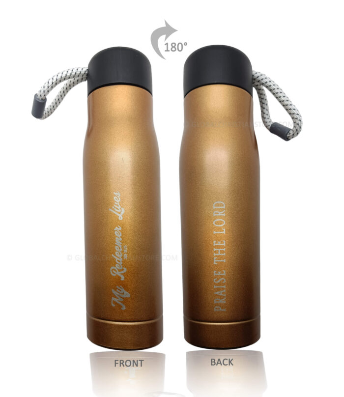 My Redeemer Lives and Praise the Lord Bible verse Rope flask - Image 2