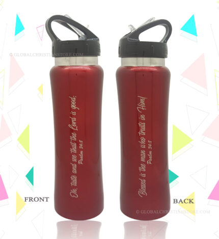 Oh taste and see that the Lord is good and Blessed is the man who trusts in Him Bible verse Straw Bottle for Kids