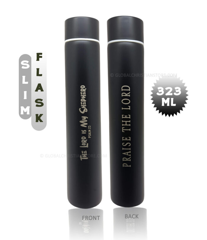 Praise the Lord and the Lord is my Shepherd Bible verse slim flask - Image 2