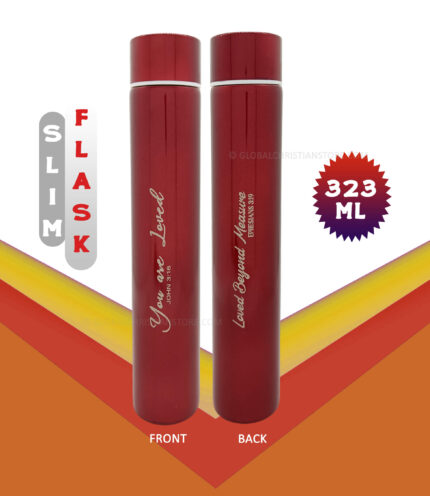 Red Color Slim Flask with Bible verse You are loved and Loved beyond Measure