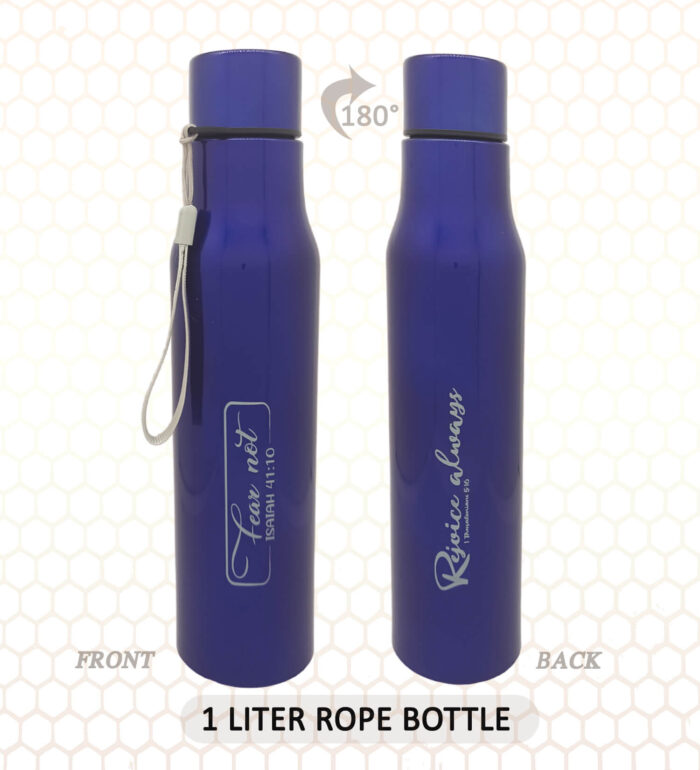 Rejoice Always and Fear Not 1 Liter Rope Christian Bottle - Image 2