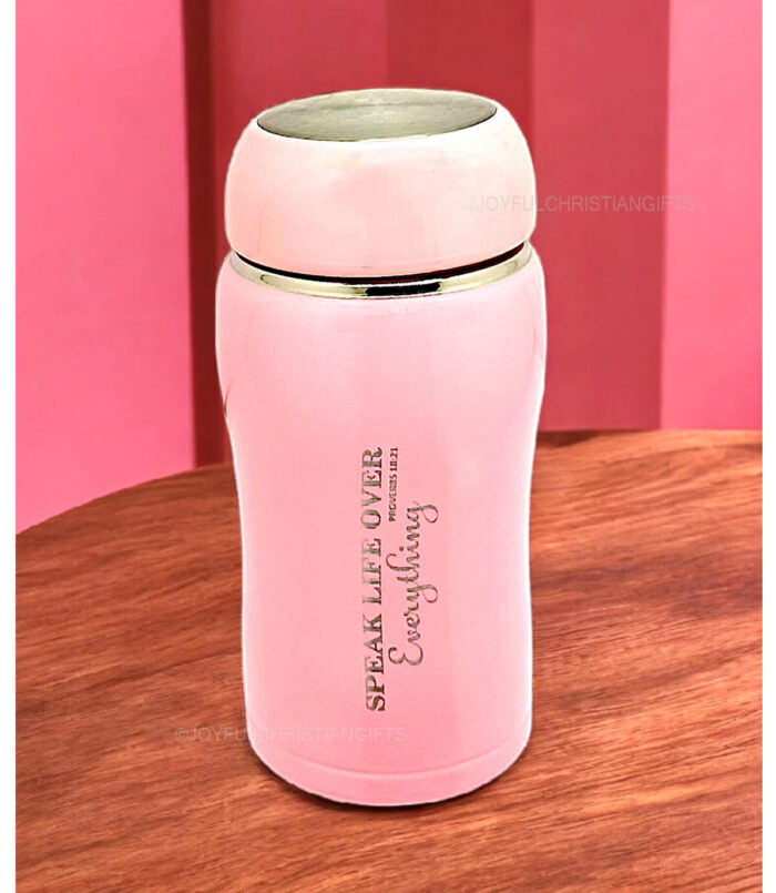 He will keep you in Perfect Peace Isaiah 26 verse 3 and Speak Life over Everything Christian Kids Pot Flask - Image 2