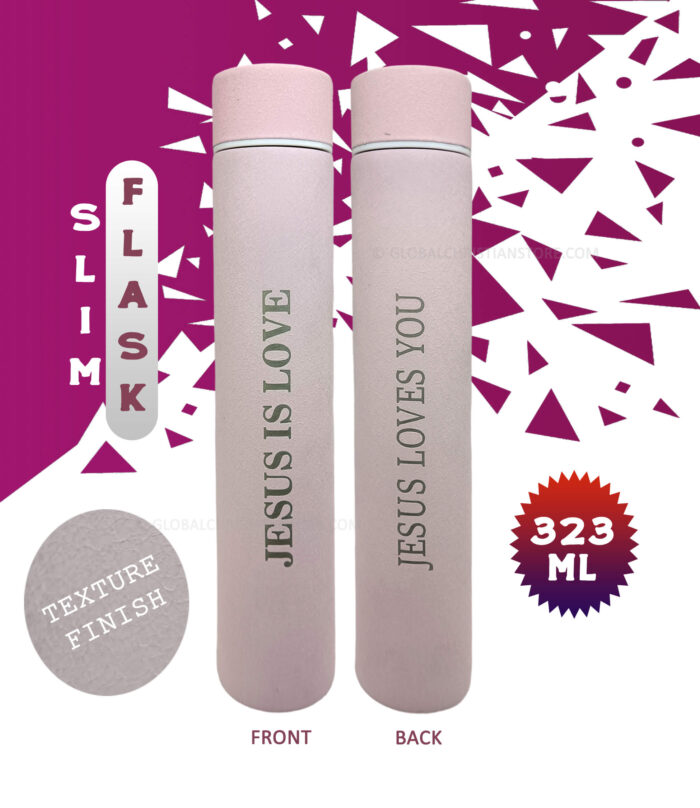 Texture Finish Slim Flask Jesus is Love and Jesus Loves you - Image 2