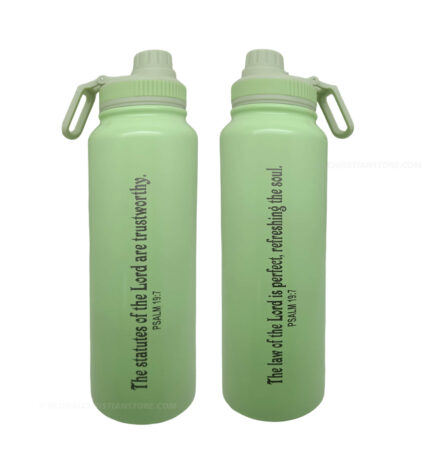The Law of the Lord is perfect and statues of the Lord are trustworthy Psalm 19 verse 7 Christian 1 Liter Flask
