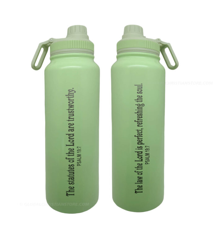 The Law of the Lord is perfect and statues of the Lord are trustworthy Psalm 19 verse 7 Christian 1 Liter Flask