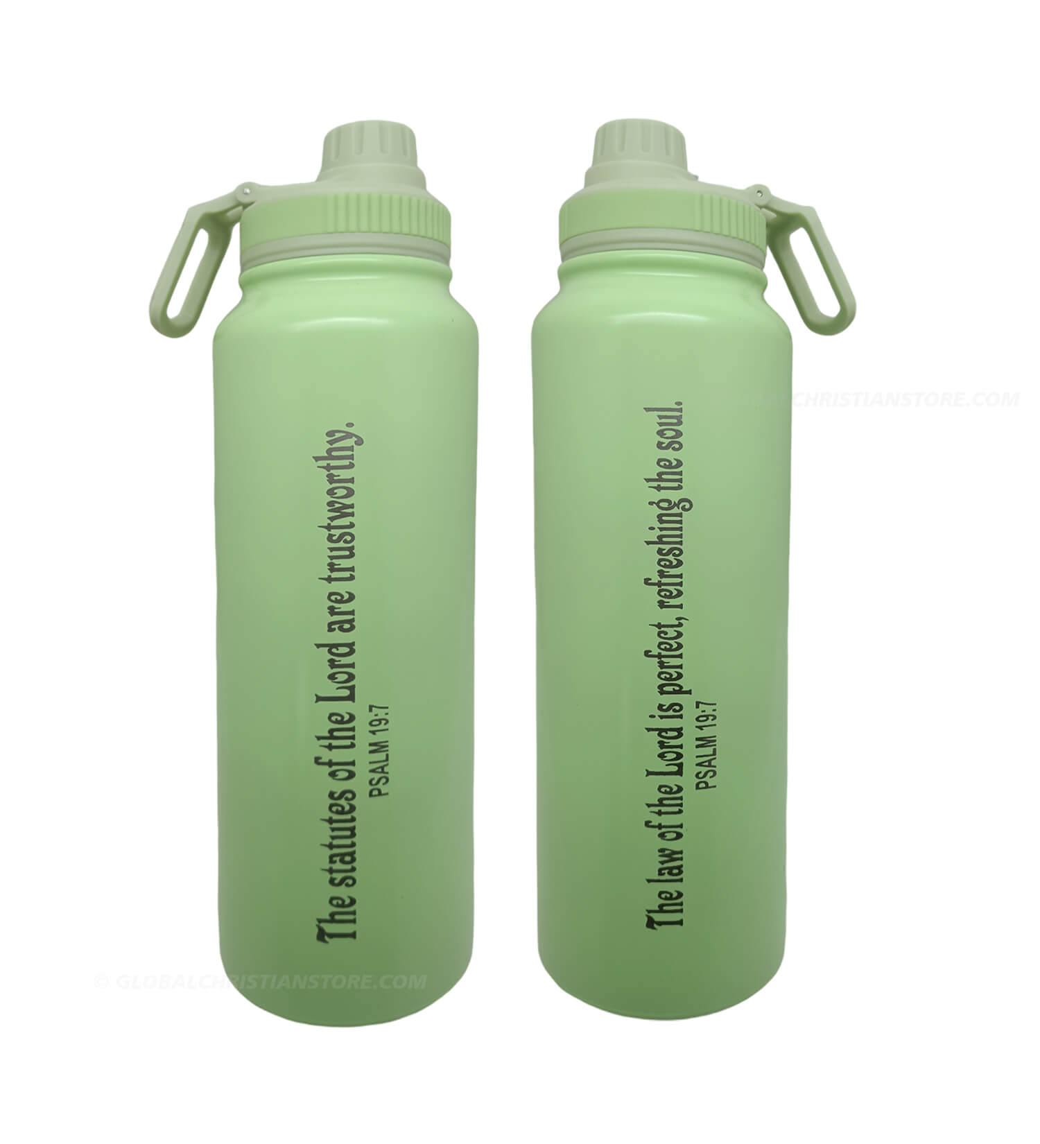The Law of the Lord is perfect and statues of the Lord are trustworthy Psalm 19 verse 7 Christian 1 Liter Flask