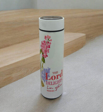 The Lord Delights in you and The Lords Mercies are new every Morning Christian LED Flask