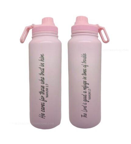 The Lord is Good and Cares for those who trust in Him Bible verse printed Christian 1 Liter Flask