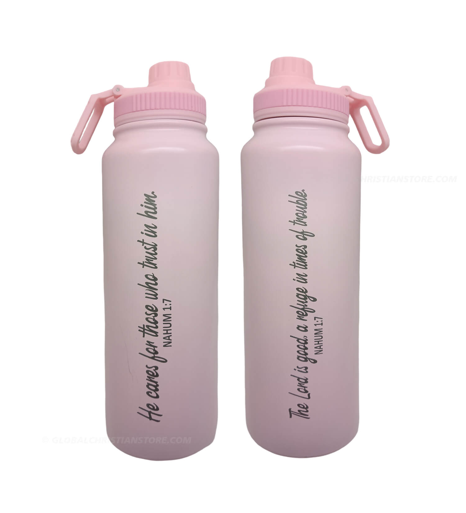 The Lord is Good and Cares for those who trust in Him Bible verse printed Christian 1 Liter Flask