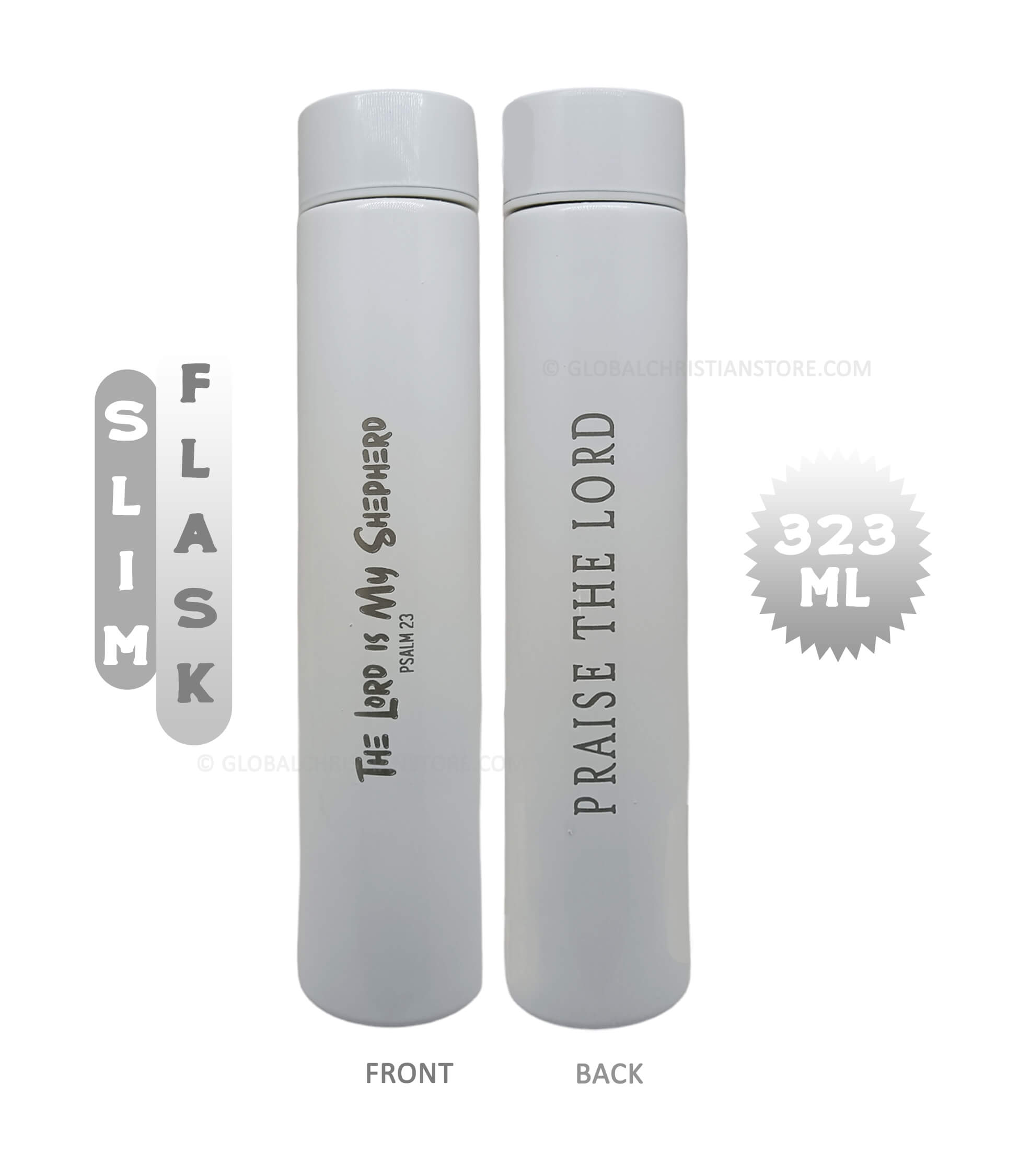 The Lord is my Shepherd and Praise the Lord Christian Slim Flask