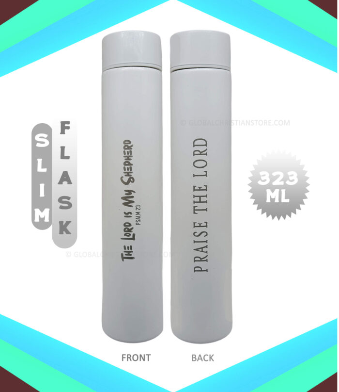 The Lord is my Shepherd and Praise the Lord Christian Slim Flask - Image 2