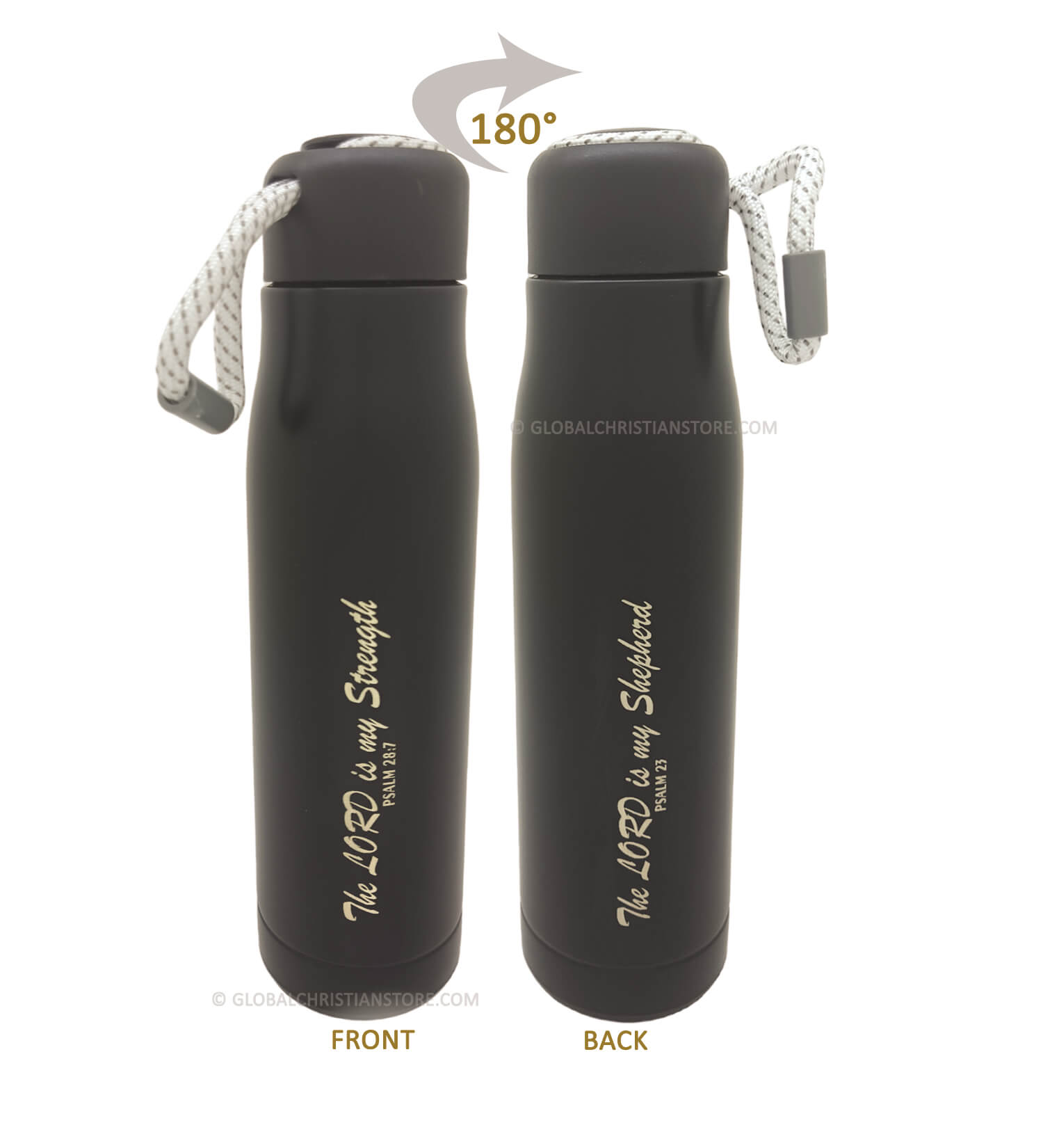 The Lord is my Shepherd and The Lord is my Strength Christian Rope Flask